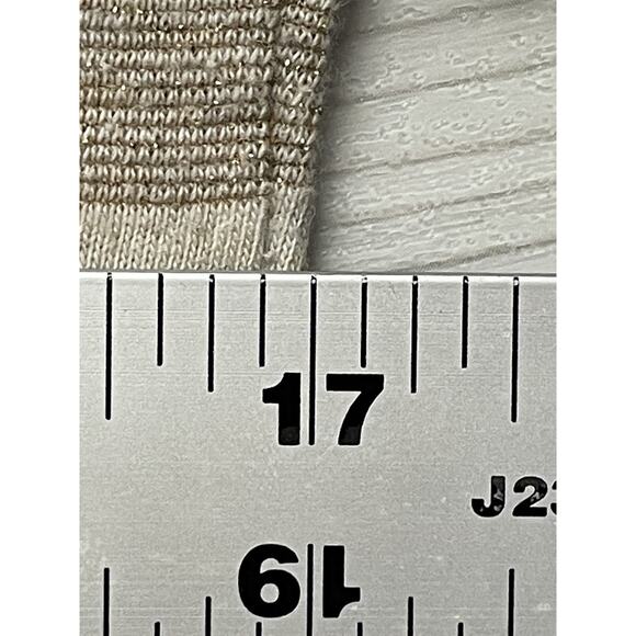 Gap Shirt Womens Small Oatmeal Stripe 3/4 Sleeve Crewneck Metallic Casual Top - Picture 5 of 10